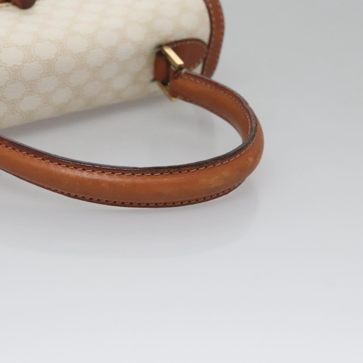 Celine Vintage Convertible Top Handle Bag Macadam Coated Canvas, WHITE, CANVAS, Handbag