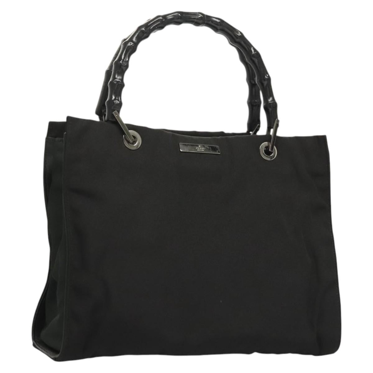 Gucci Vintage Bamboo Handle Tote Nylon, BLACK, NYLON, Tote bag