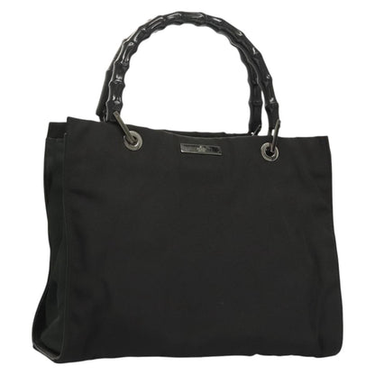 Gucci Vintage Bamboo Handle Tote Nylon, BLACK, NYLON, Tote bag