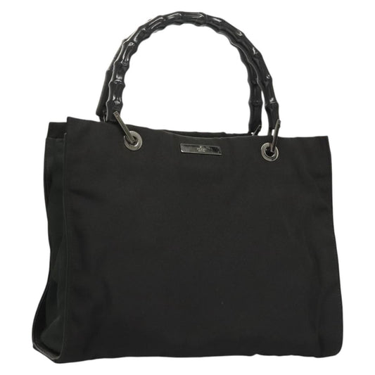 Gucci Vintage Bamboo Handle Tote Nylon, BLACK, NYLON, Tote bag