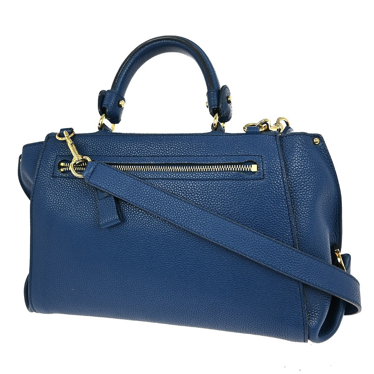 Salvatore Ferragamo Sofia Satchel Leather, BLUE, LEATHER, Handbag