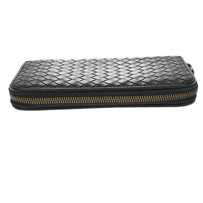 Bottega Veneta Intrecciato Long Zip  Wallet Leather, BLACK, LEATHER, Wallets