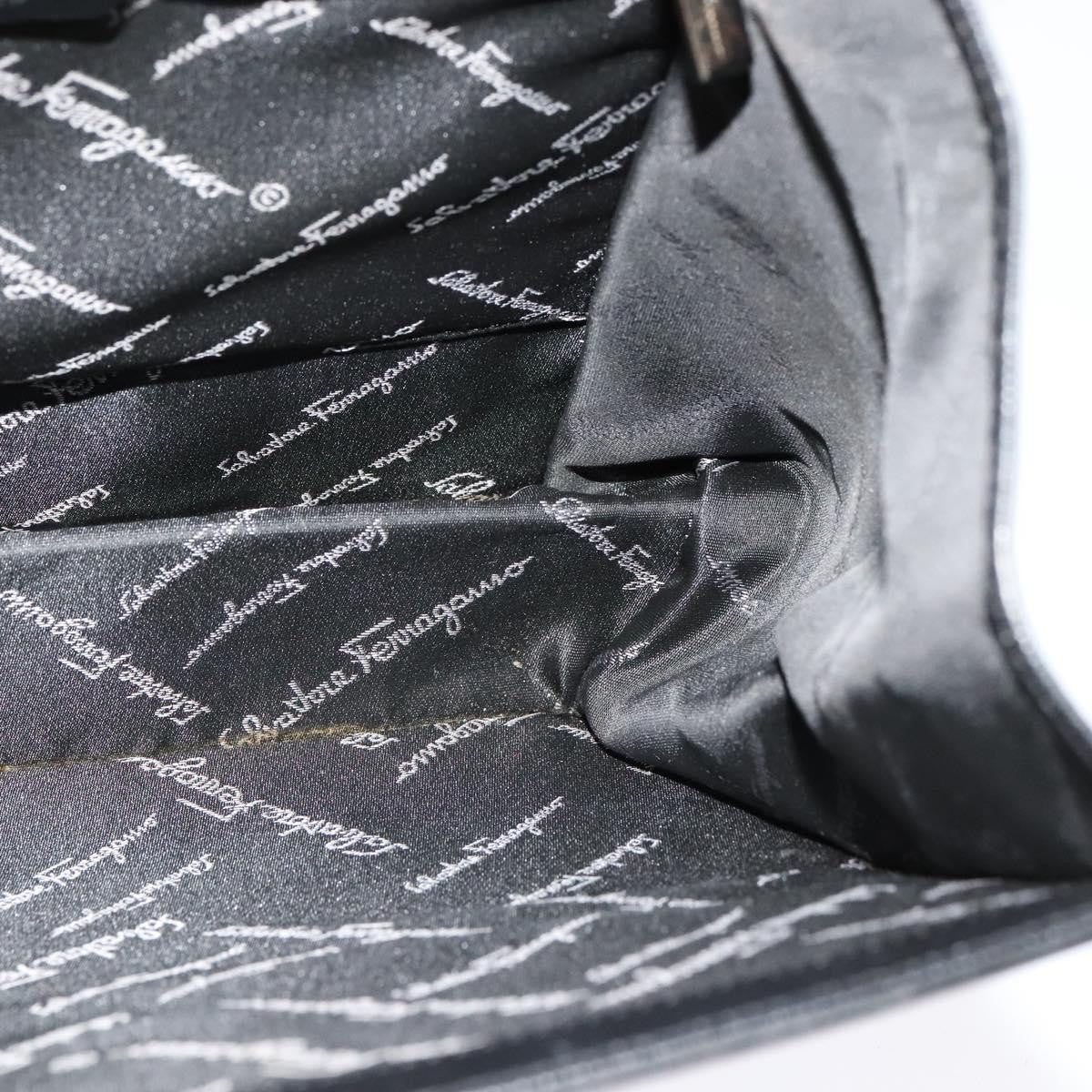 Salvatore Ferragamo Double Gancini Top Handle Bag Saffiano Leather, BLACK, LEATHER, Handbag