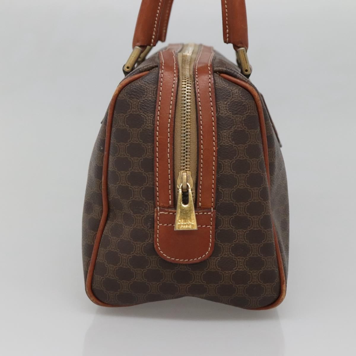 Celine Macadam Handbag Macadam with leather, BROWN, CANVAS, Handbag