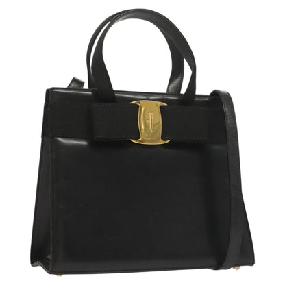 Salvatore Ferragamo Convertible Vara Bow Tote Leather, BLACK, LEATHER, Handbag