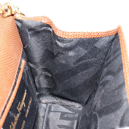 Salvatore Ferragamo Vala Shoulder Bag Embossed Leather, BROWN, LEATHER, Shoulder bag