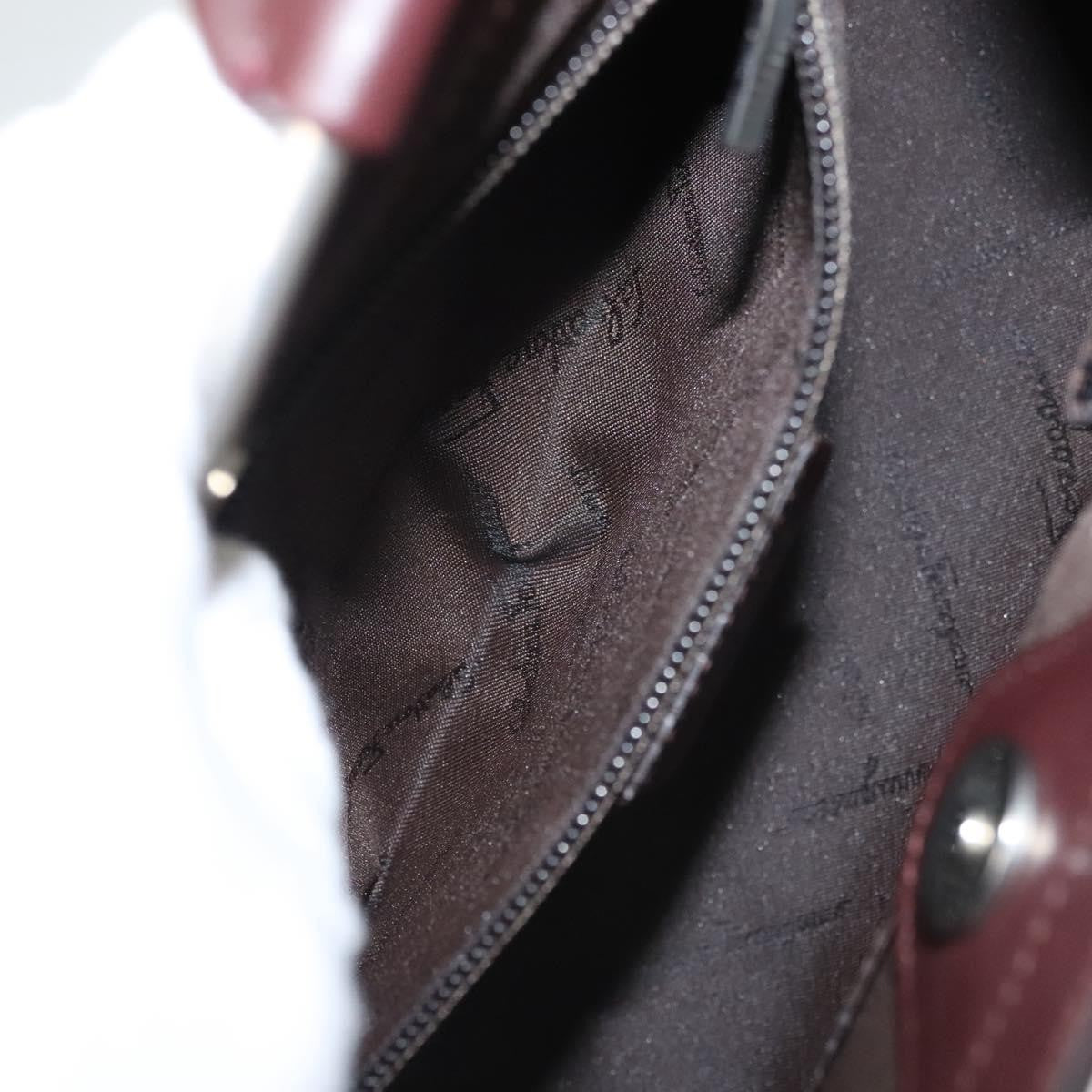 Salvatore Ferragamo Gancini handbag Leather, BROWN, LEATHER, Handbag