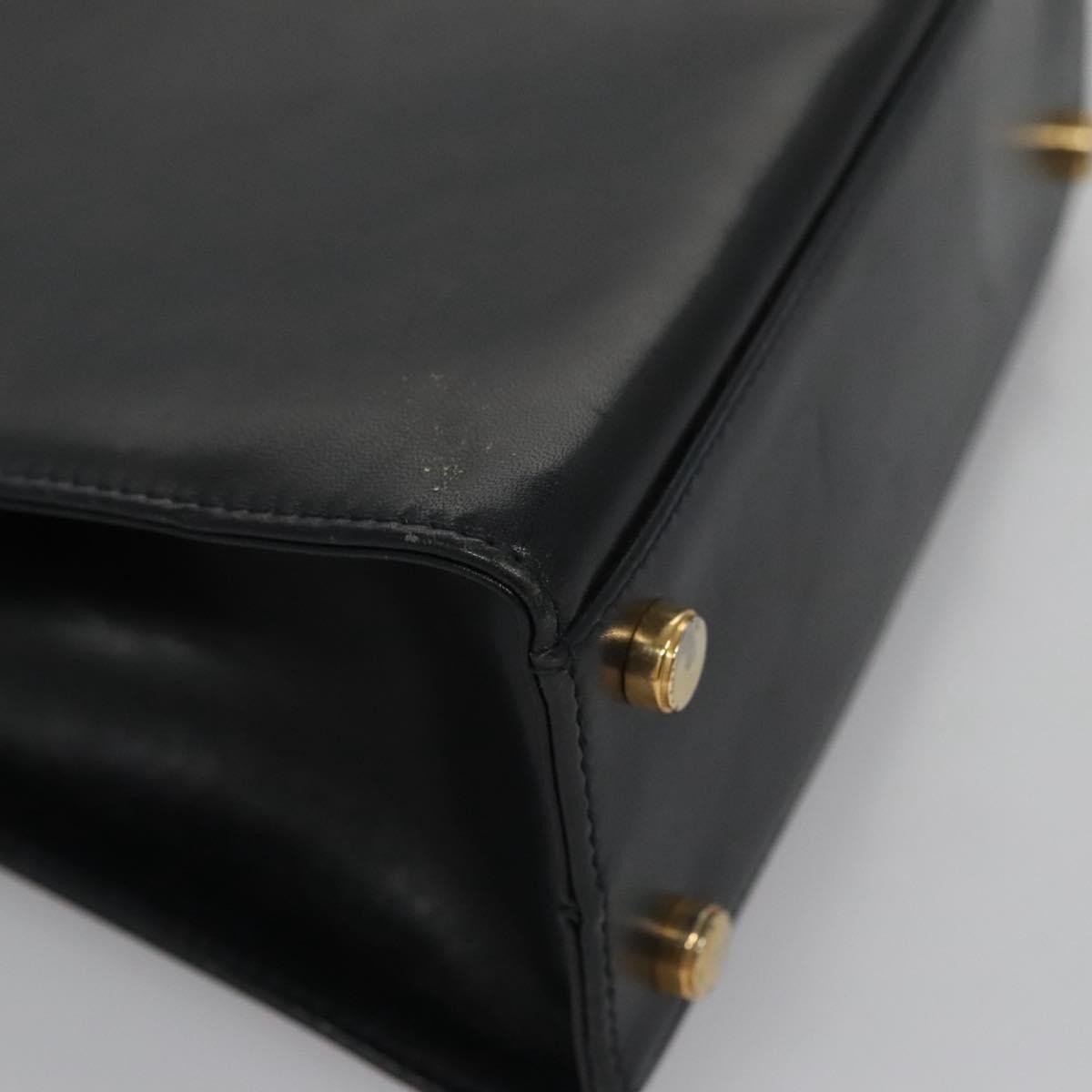 Salvatore Ferragamo Gancini handbag Leather, BLACK, LEATHER, Handbag