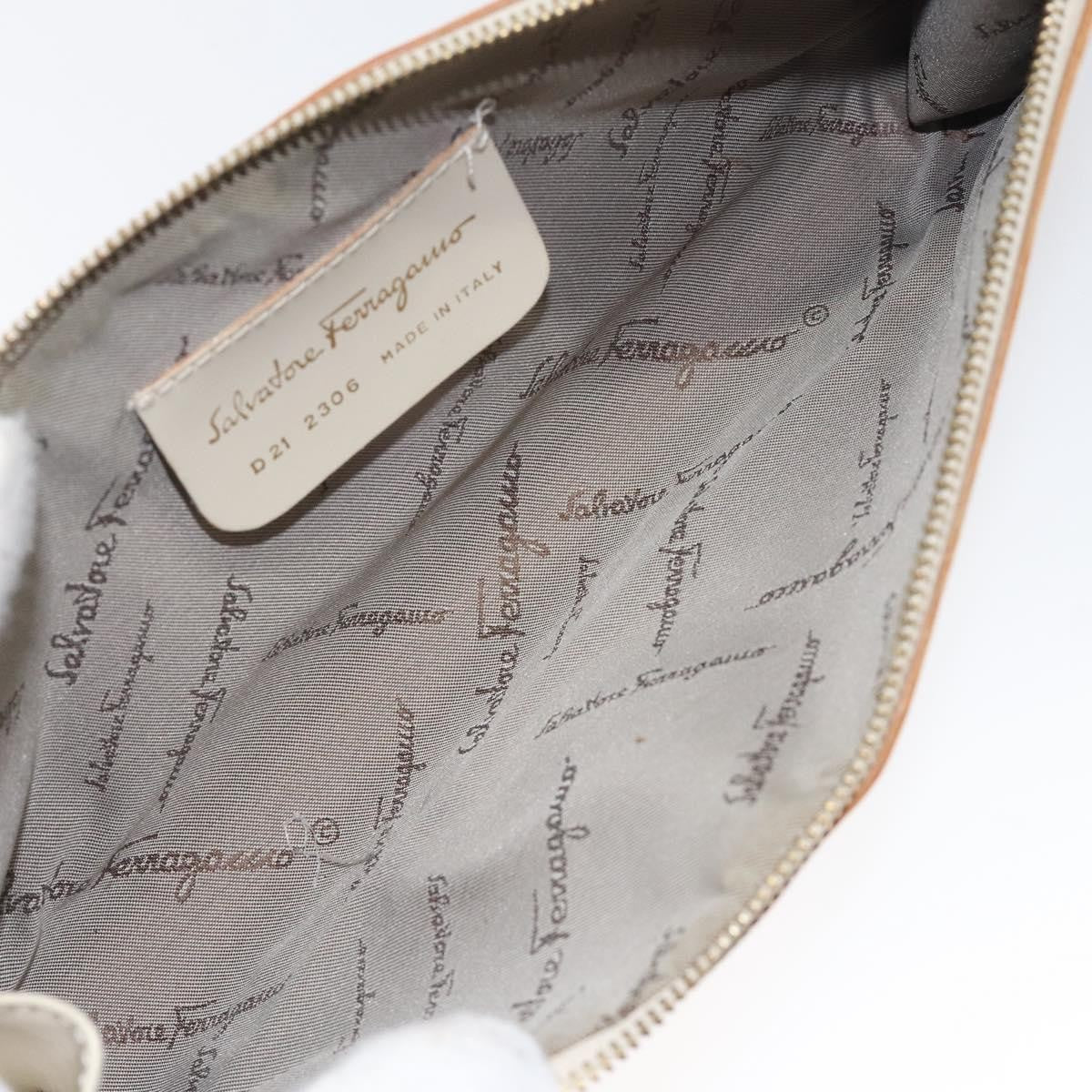 Salvatore Ferragamo Gancini Shoulder Bag Leather, BEIGE, LEATHER, Shoulder bag