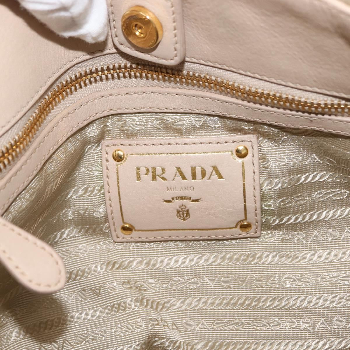 Prada Chain Front Zip Tote Quilted Tessuto, BEIGE, NYLON, Tote bag