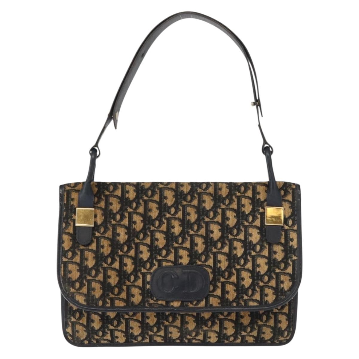 Christian Dior Vintage Trotter Shoulder Bag Canvas, NAVY, CANVAS, Shoulder bag