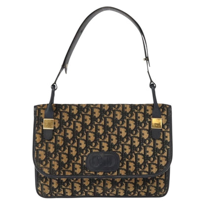 Christian Dior Vintage Trotter Shoulder Bag Canvas, NAVY, CANVAS, Shoulder bag