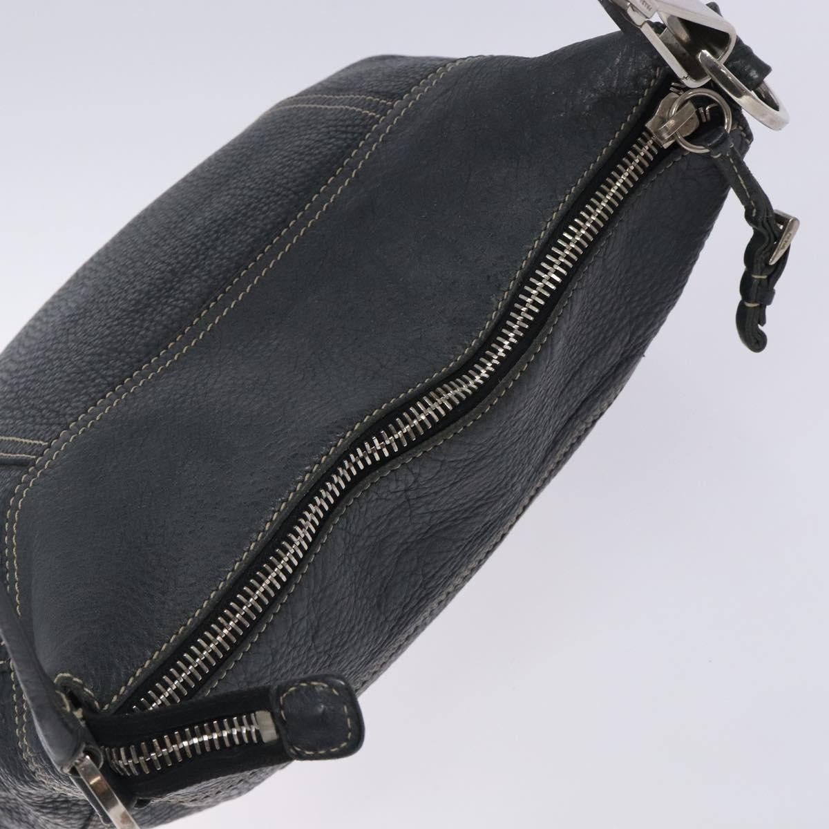 Prada Vintage Shoulder Bag Leather, NAVY, LEATHER, Shoulder bag