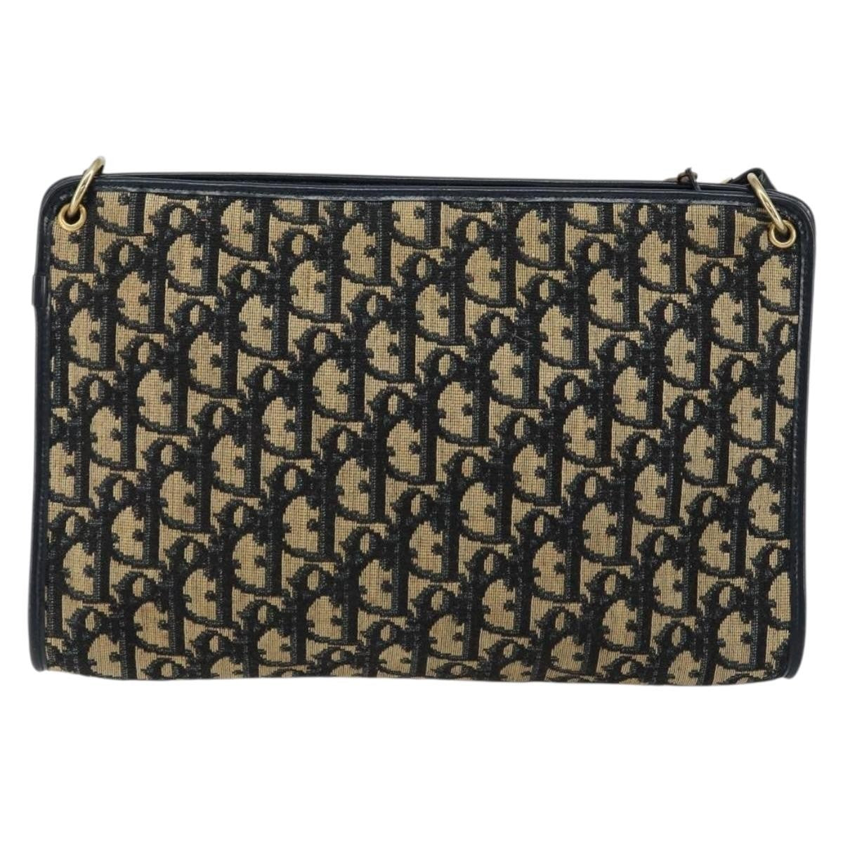 Christian Dior Vintage Trotter Shoulder Bag Canvas, NAVY, CANVAS, Shoulder bag