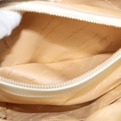 Salvatore Ferragamo Gancini Shoulder Bag Leather, WHITE, LEATHER, Handbag