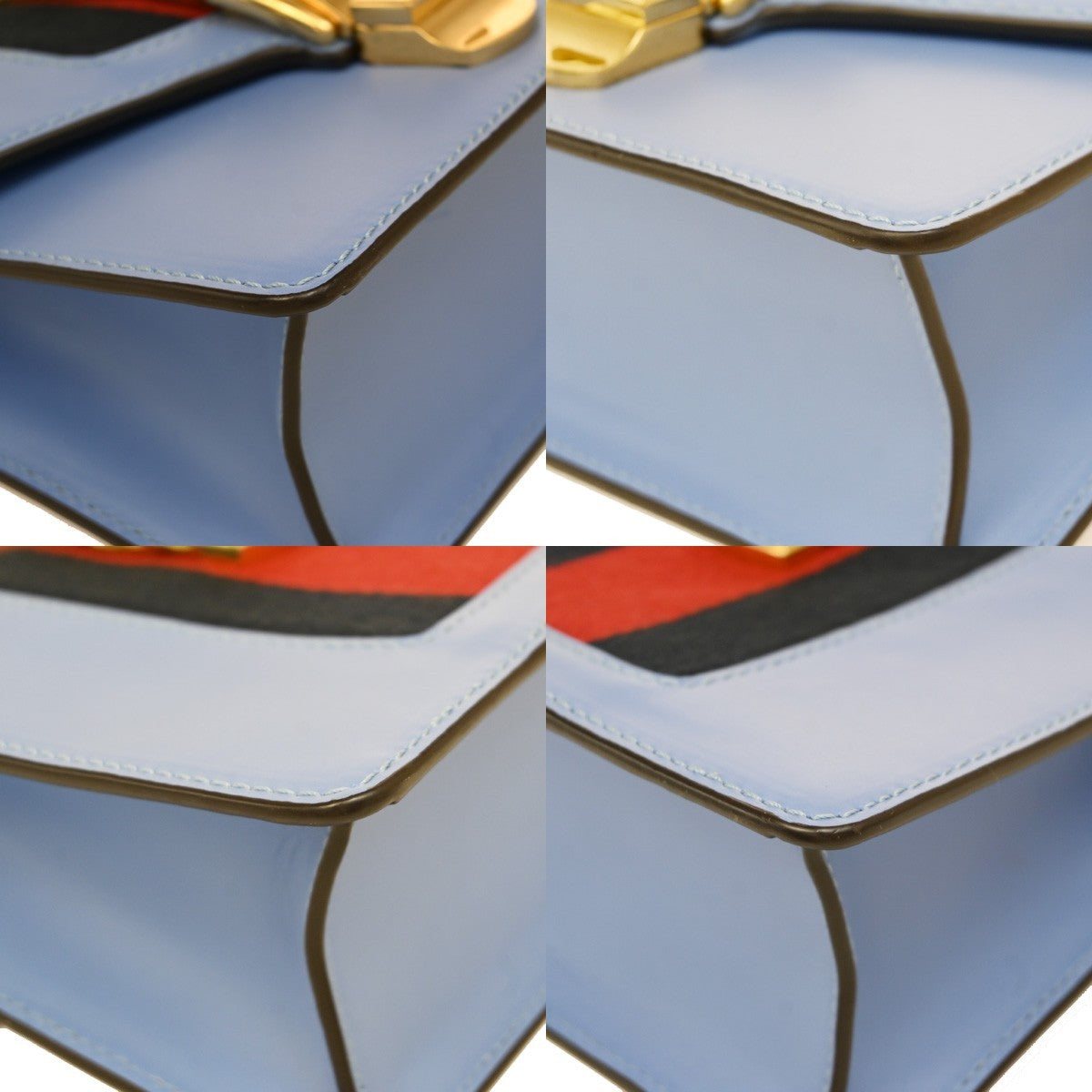 Gucci Sylvie Shoulder Bag Leather, BLUE, LEATHER, Shoulder bag