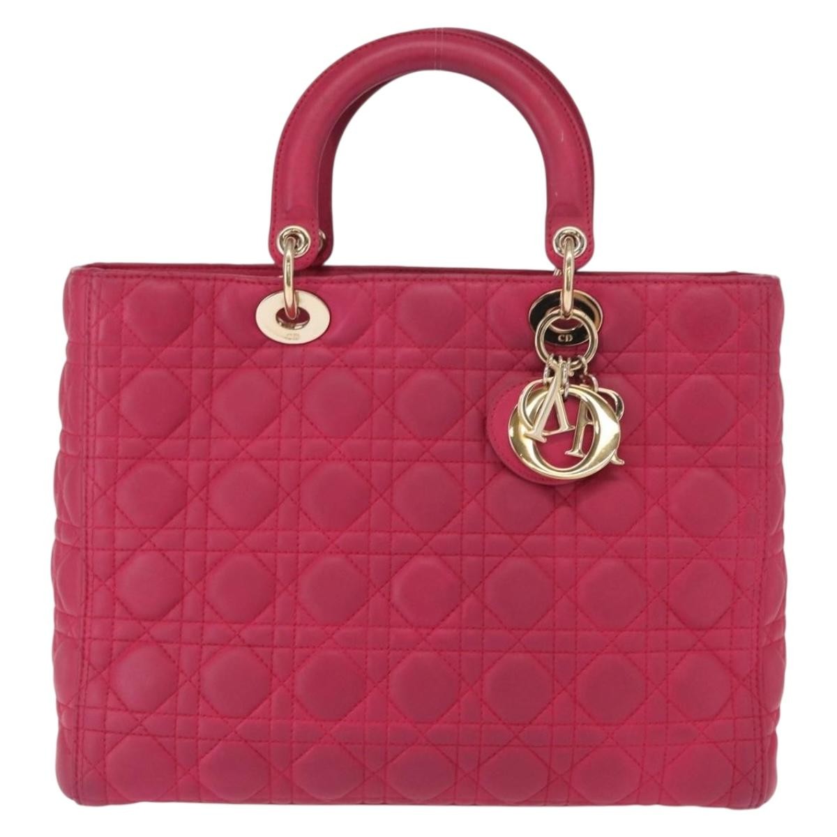 Christian Dior Lady Dior Bag Cannage Quilt Lambskin, PINK, LEATHER, Handbag