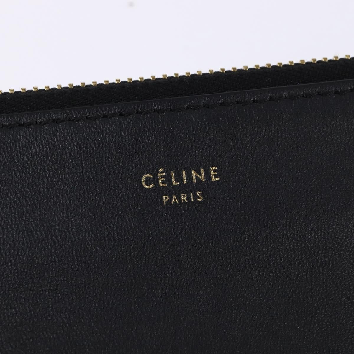 Celine Trio Crossbody Bag Leather, BLACK, LEATHER, Crossbody bag