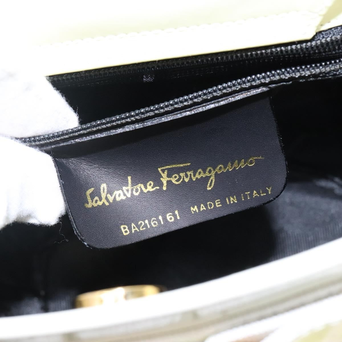 Salvatore Ferragamo Vara Bow Top Handle Bucket Bag Patent Leather, WHITE, PATENT_LEATHER, Handbag