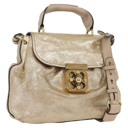 Chloe Elsie Convertible Satchel Leather, Gold, Leather, Handbag