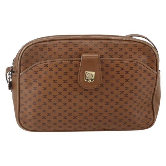 Celine Vintage Macadam Shoulder Bag Canvas and Leather, BROWN, CANVAS, Shoulder bag