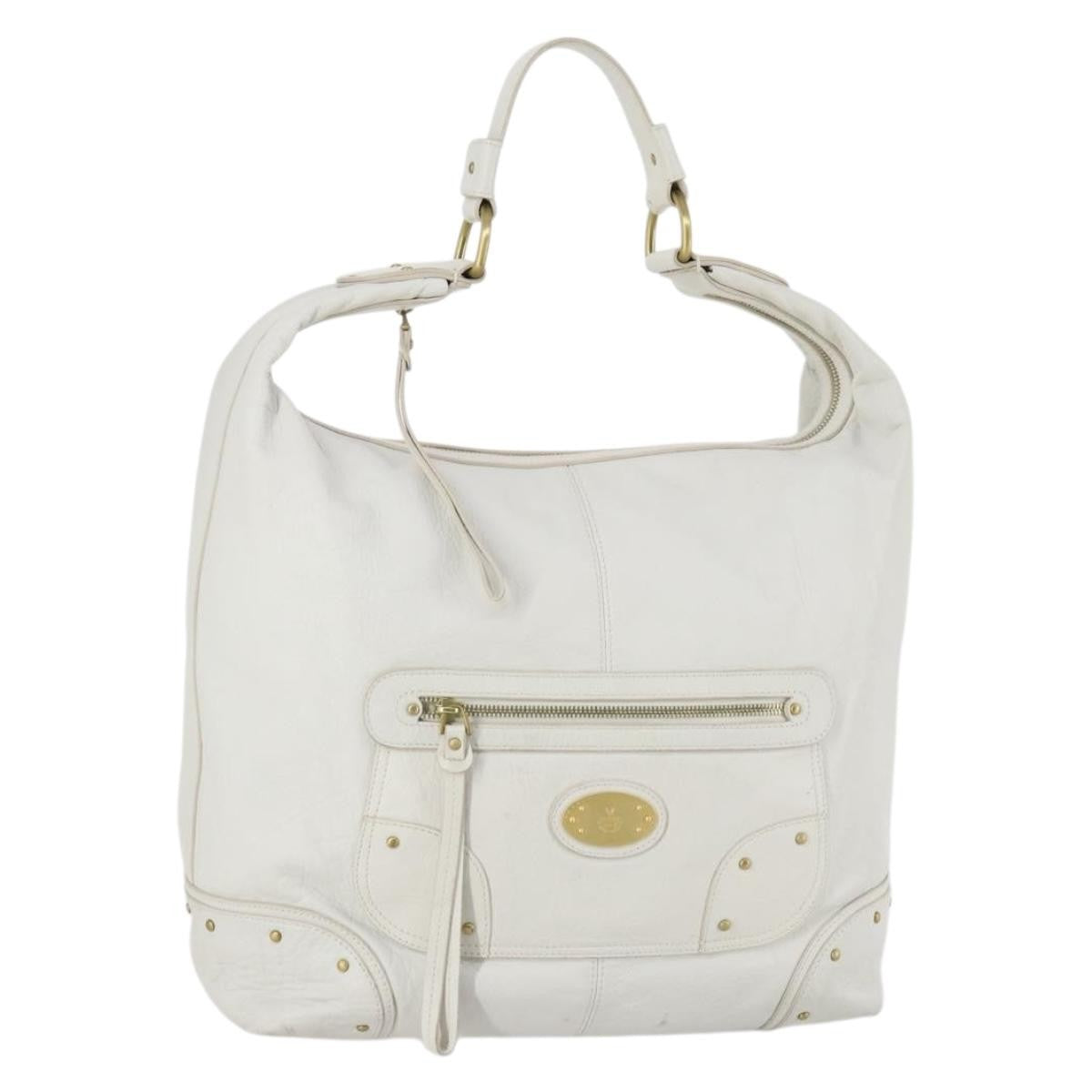 Bally Vintage Shoulder Bag Leather, White, Leather, Shoulder Bag