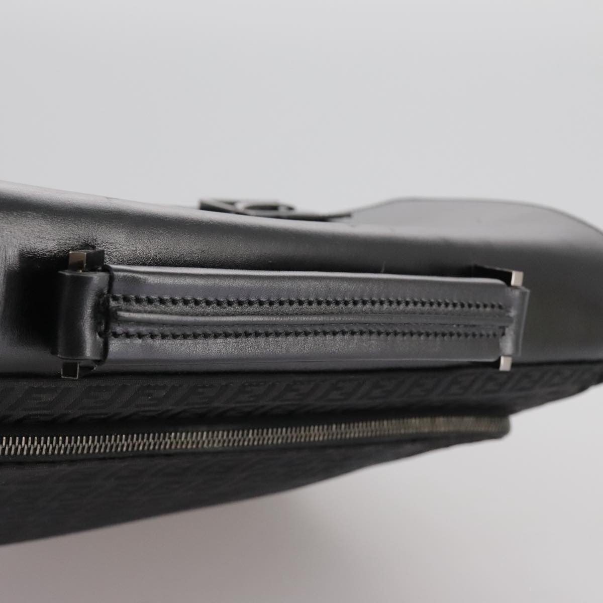 Fendi Convertible Pushlock Flap Satchel Zucca Canvas and Leather, BLACK, CANVAS, Briefcase