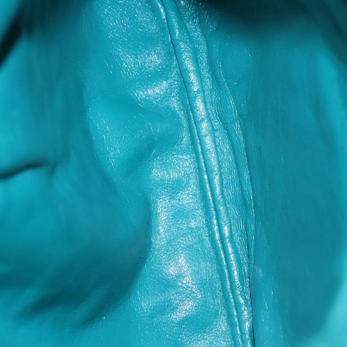 Chanel Vintage Resin Bucket Bag Woven Leather, TURQUOISE, LEATHER, Shoulder bag