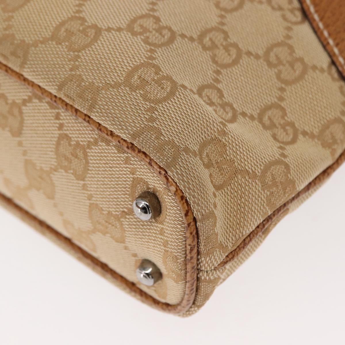 Gucci Vintage Ring Tote GG Canvas with Leather, BEIGE, CANVAS, Tote bag