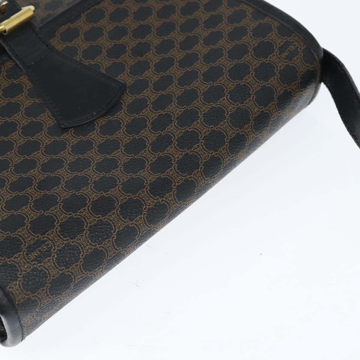 Celine Vintage Macadam Shoulder Bag Canvas and Leather, BLACK, CANVAS, Shoulder bag