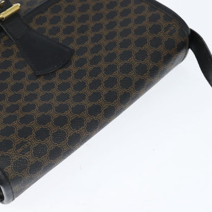 Celine Vintage Macadam Shoulder Bag Canvas and Leather, BLACK, CANVAS, Shoulder bag