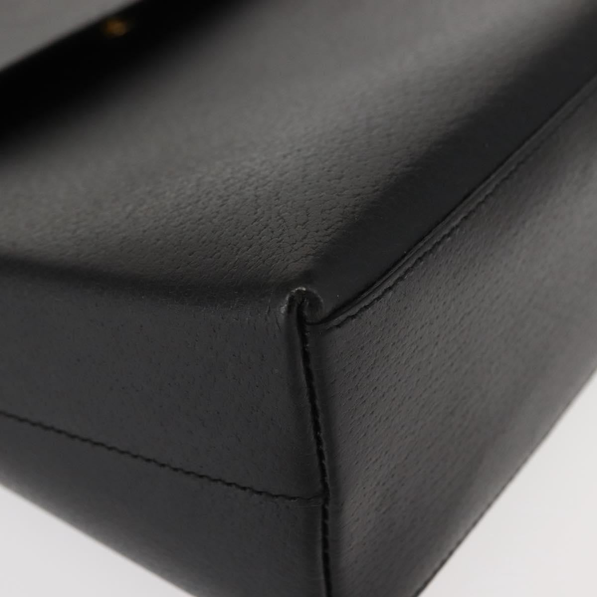 Gucci Vintage Bamboo Handle Bag Leather, BLACK, LEATHER, Handbag