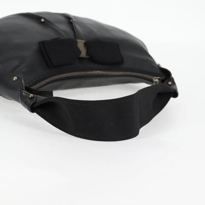 Salvatore Ferragamo Vala Shoulder Bag Leather, BLACK, LEATHER, Shoulder bag