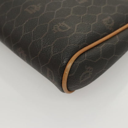 Christian Dior Vintage Honeycomb Zip Pouch Canvas and Leather, Black, Canvas, Clutch