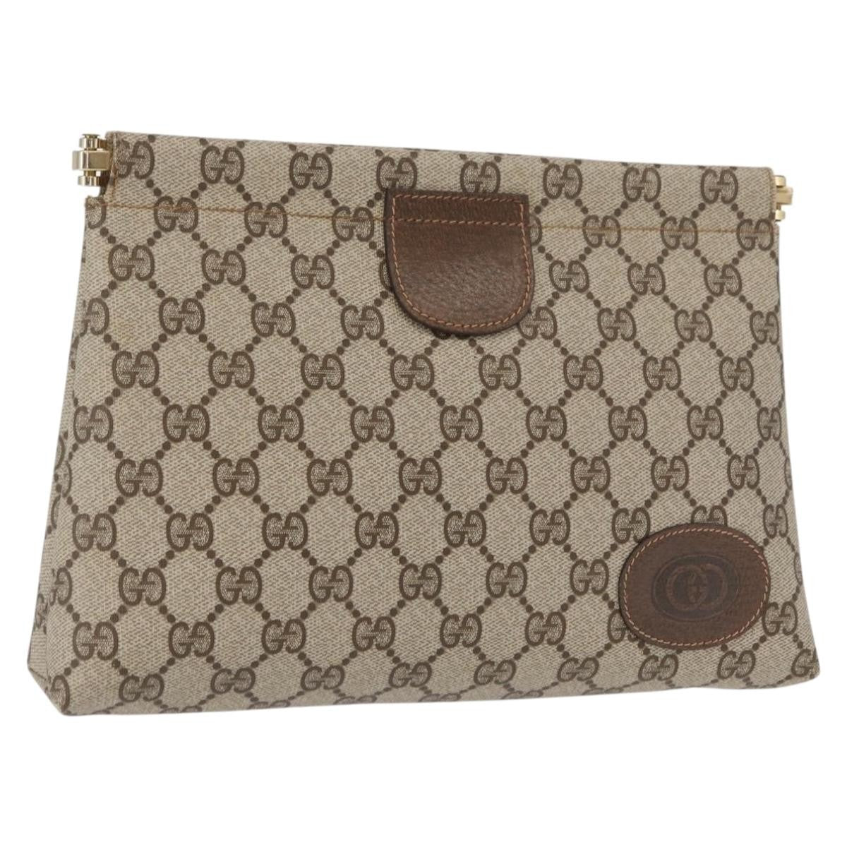 Gucci GG Supreme Clutch bag PVC, BEIGE, PVC, Clutche & pouche