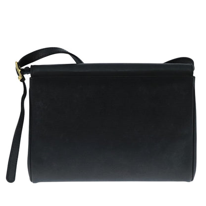 Celine Vintage Circle Logo Crossbody Bag Leather, BLACK, LEATHER, Crossbody bag