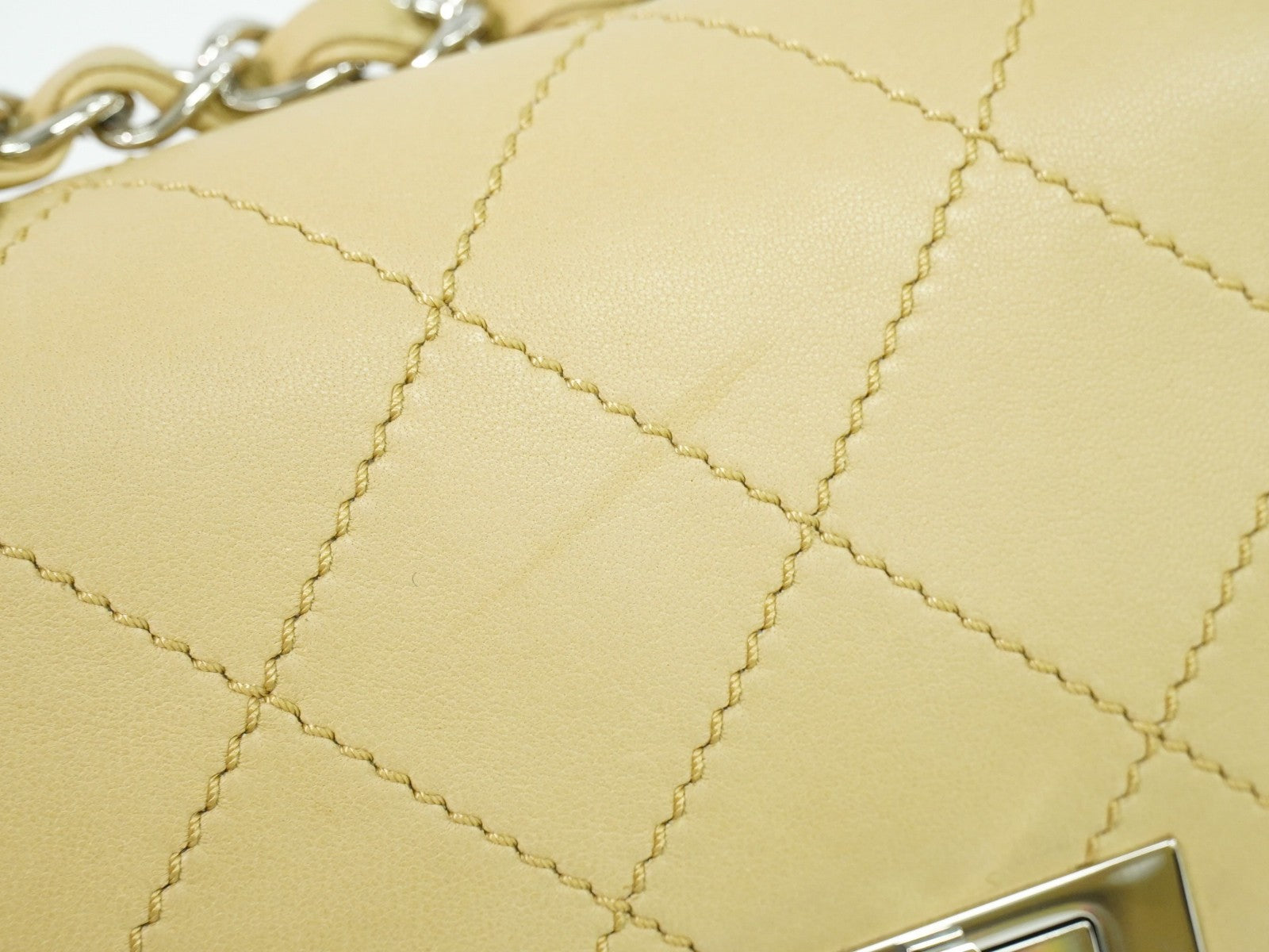 Chanel Reissue 2.55 Flap Bag Quilted Lambskin, BEIGE, LEATHER, Shoulder bag