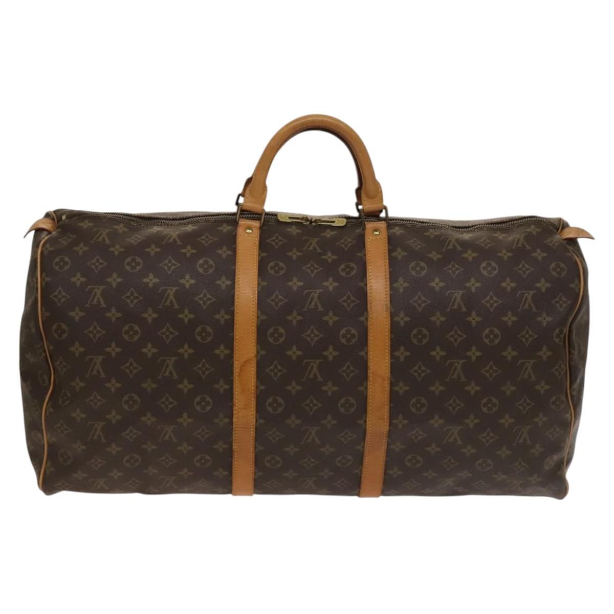 Louis Vuitton Keepall Bag Monogram Canvas, BROWN, CANVAS, Travel bag