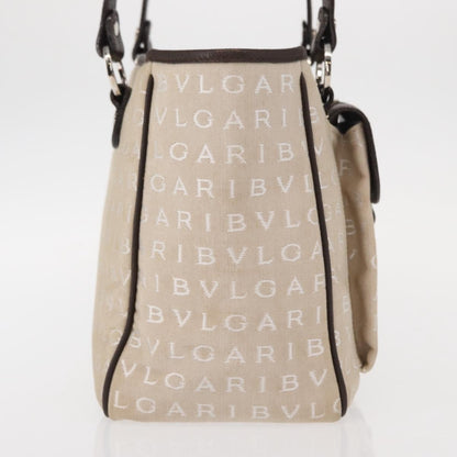 Bvlgari Logomania Handbag Canvas, Beige, Canvas, Handbag