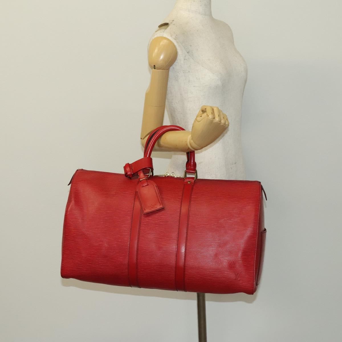 Louis Vuitton Keepall Bag Epi Leather, RED, LEATHER, Travel bag