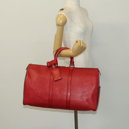 Louis Vuitton Keepall Bag Epi Leather, RED, LEATHER, Travel bag