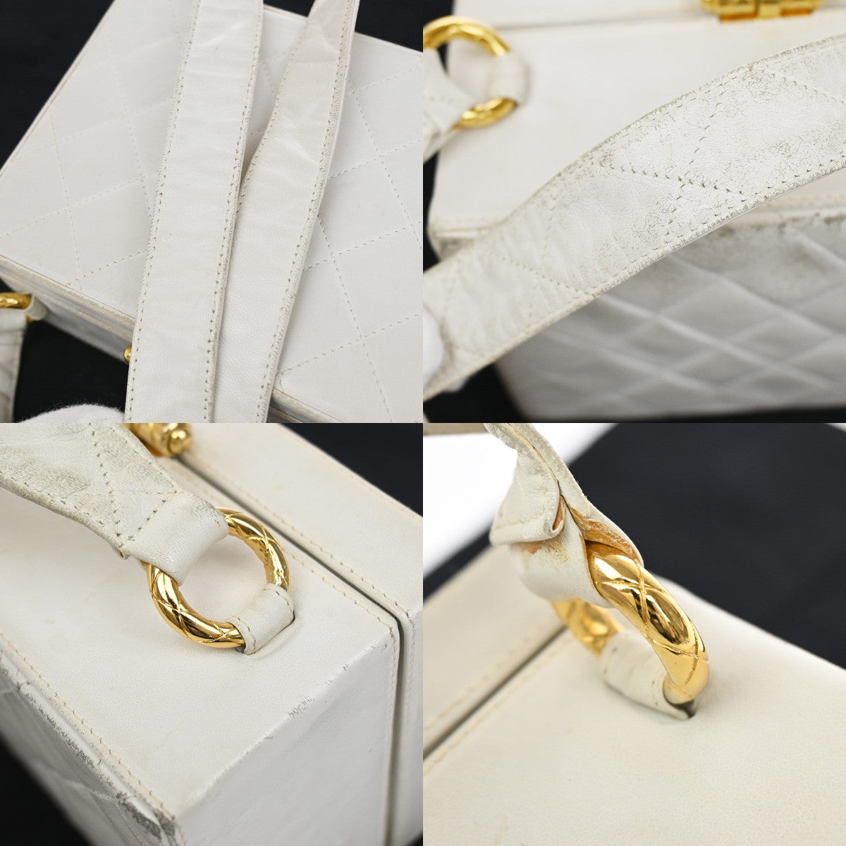 Chanel CC Logo Chain Handbag Canvas and Leather, ECRU, CALFSKIN, Handbag