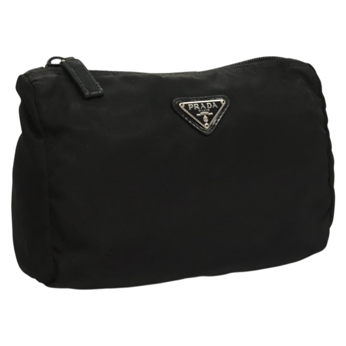 Prada Zip Pouch Tessuto, BLACK, NYLON, Clutche & pouche