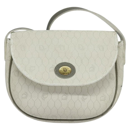 Christian Dior Vintage Honeycomb Flap Crossbody Bag Coated Canvas, WHITE, CANVAS, Crossbody bag