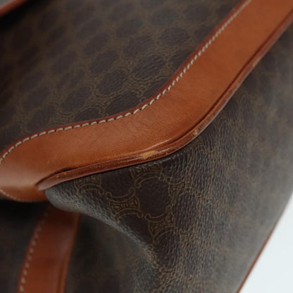 Celine Vintage Macadam Handbag Canvas and Leather, BROWN, CANVAS, Handbag