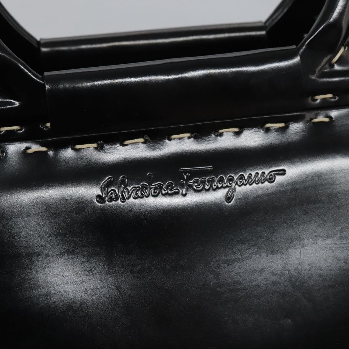 Salvatore Ferragamo Gancini handbag Patent leather, BLACK, PATENT_LEATHER, Handbag