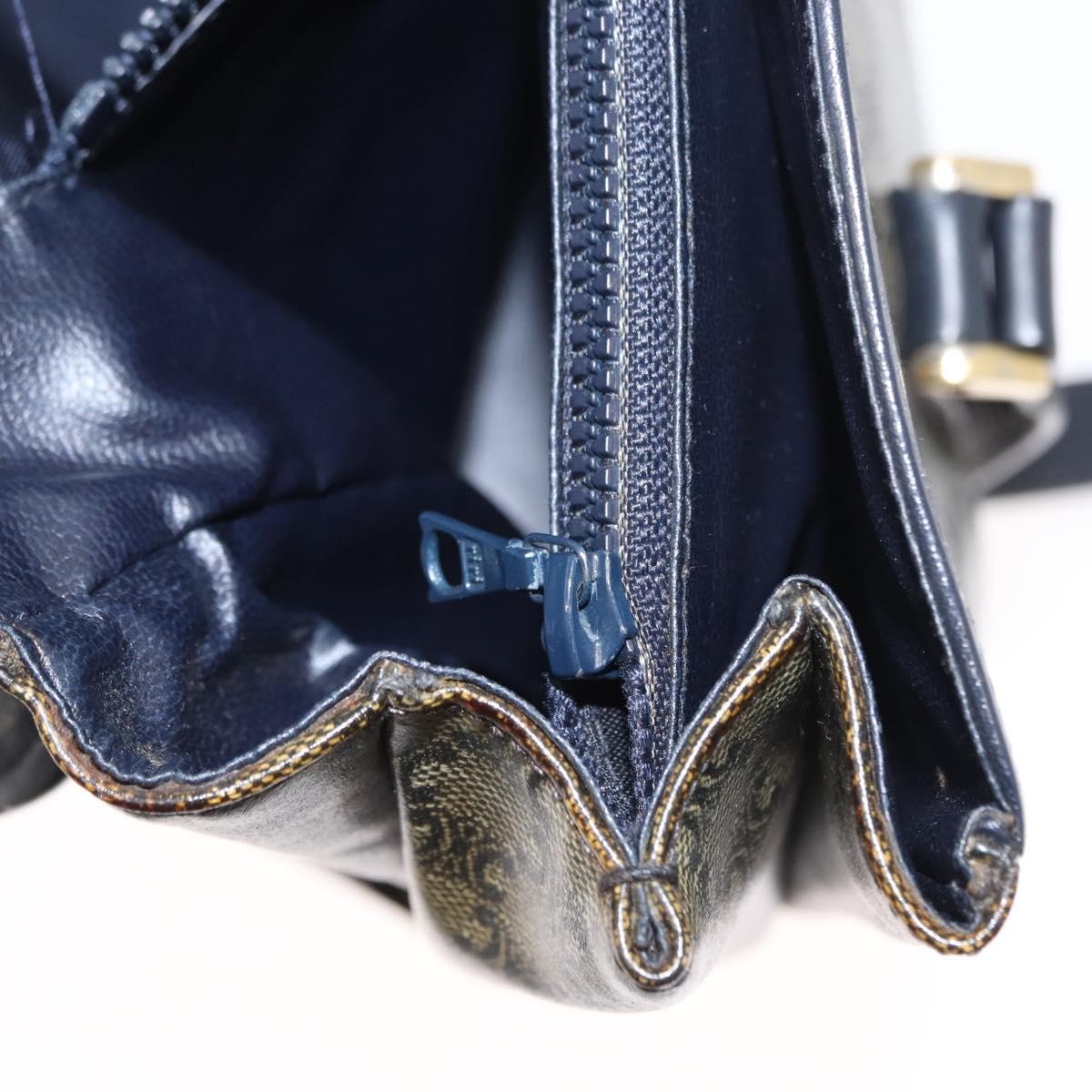 Celine Vintage Macadam Shoulder Bag Canvas and Leather, BLACK, CANVAS, Shoulder bag