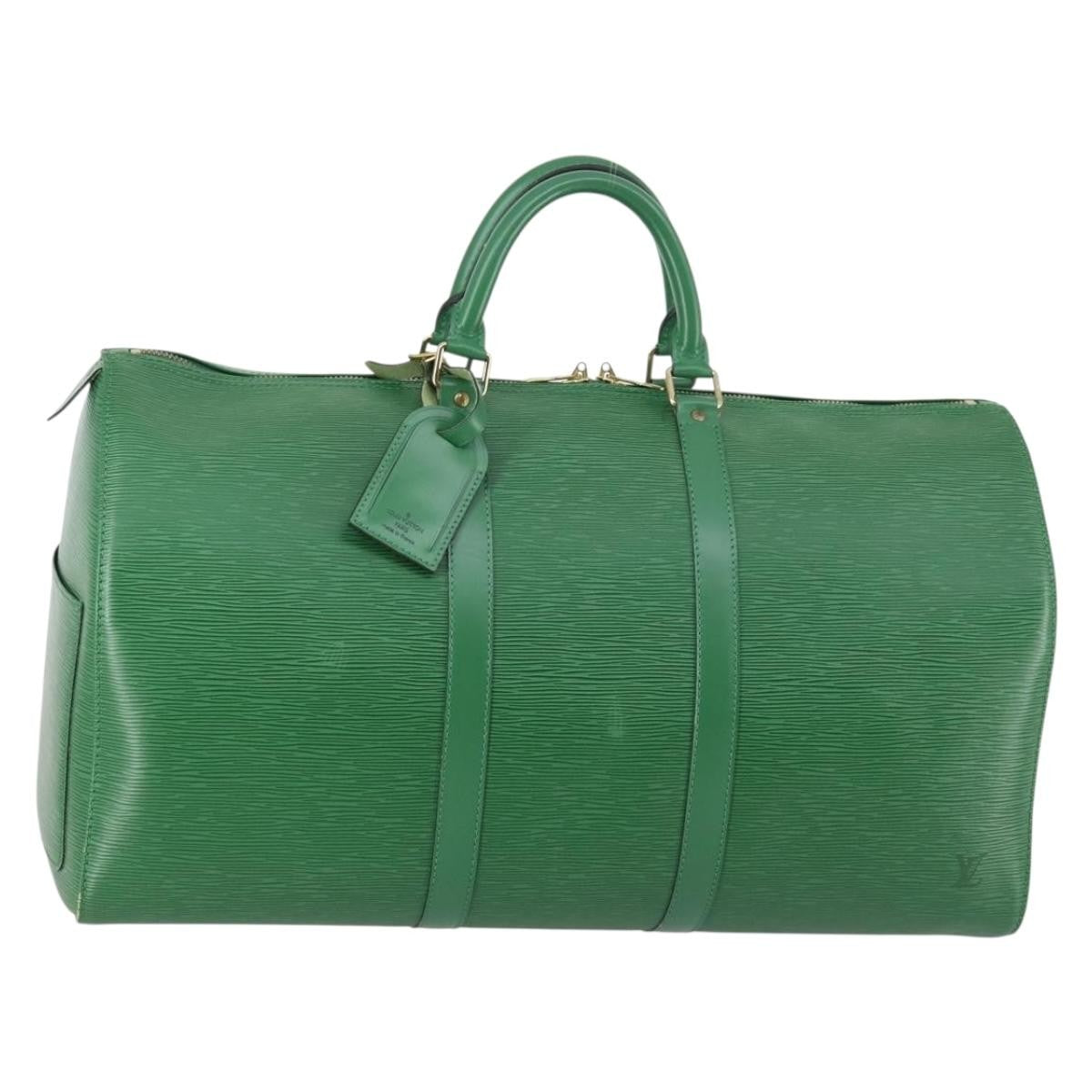 Louis Vuitton Keepall Bag Epi Leather, GREEN, LEATHER, Travel bag