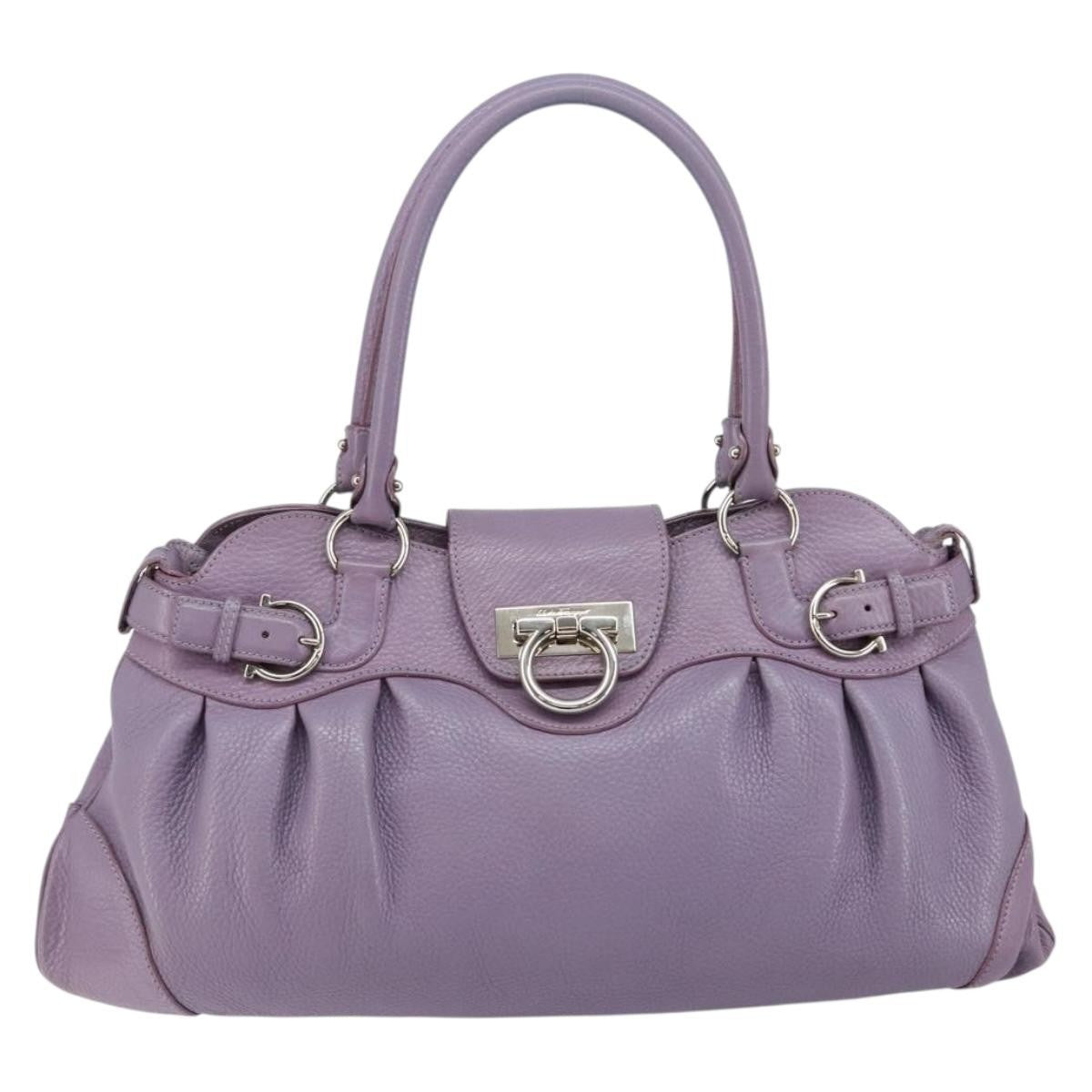 Salvatore Ferragamo Marisa Satchel Leather, PURPLE, LEATHER, Handbag