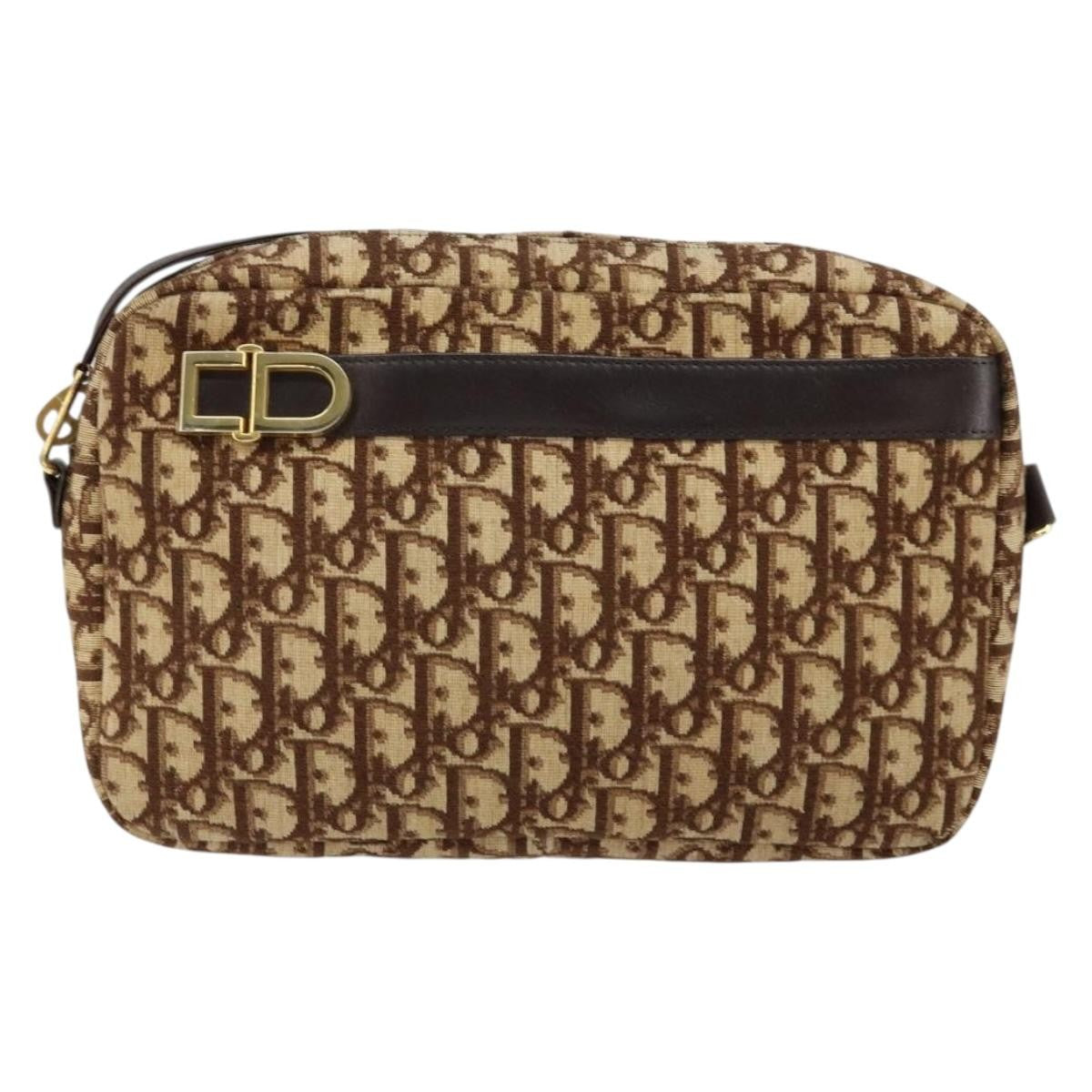 Christian Dior Vintage Trotter Crossbody Bag Diorissimo Coated Canvas, BROWN, CANVAS, Shoulder bag